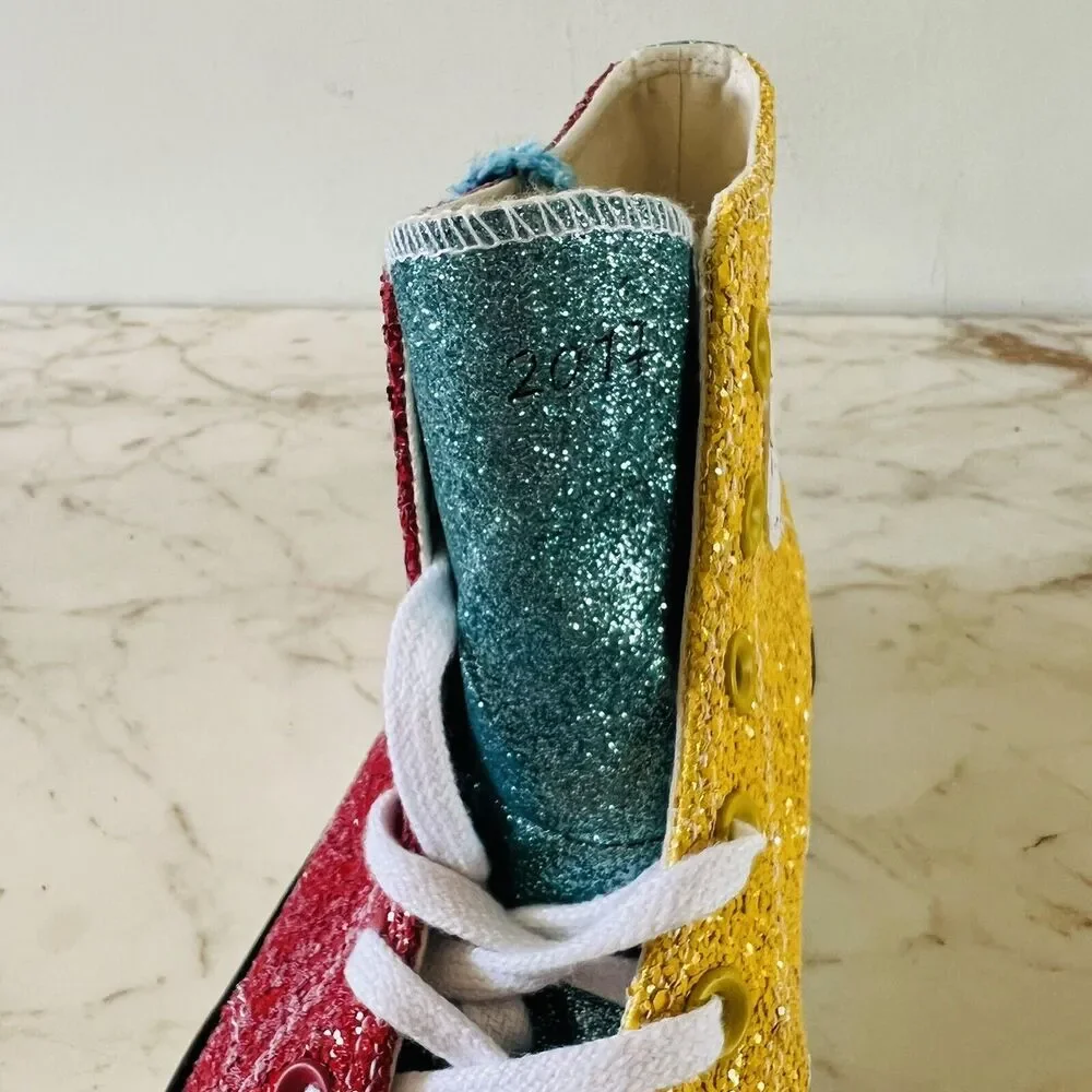 CONVERSE x JW ANDERSON Red Yellow Glitter Chuck 70 High Top - US 9.5 M / 11.5 W - Picture 5 of 12